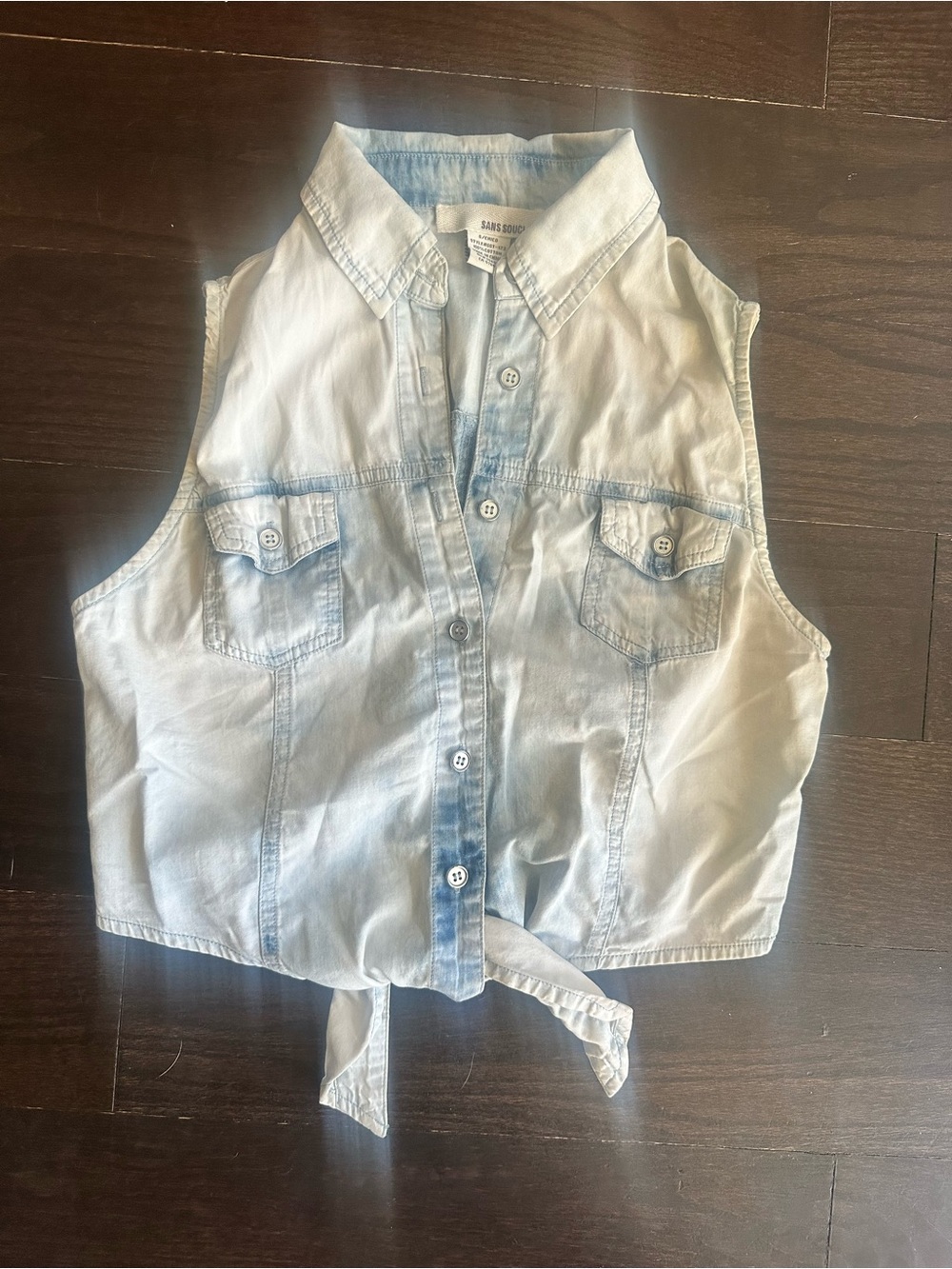 Cotton Tie-Front Denim Vest size small